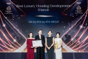 GIA by KITA được xướng tên tại hạng mục “Best Luxury Housing Development (Hanoi)” trong khuôn khổ Vietnam PropertyGuru Awards 2025. Ảnh: KITA Group