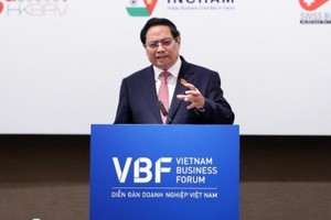 Thủ tướng Phạm Minh Chính phát biểu tại Diễn đàn Doanh nghiệp Việt Nam 2025 (Ảnh: Đức Thanh)
