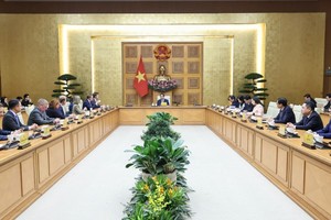 Thủ tướng Phạm Minh Chính chủ trì buổi tiếp Hội đồng Kinh doanh EU - ASEAN (EU - ABC) và Hiệp hội Doanh nghiệp châu Âu tại Việt Nam (EuroCham)