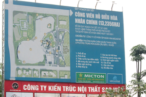 Hà Nội yêu cầu xử lý xây dựng trái phép tại Dự án Công viên hồ điều hòa Nhân Chính