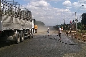 Một đoạn Quốc lộ 14 đang được khẩn trương thi công nâng cấp 