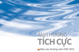 Trang bìa BCTN của HSC với hình ảnh các vòng tròn tạo sóng thể hiện sự lan tỏa tích cực từ các hoạt động của Công ty
