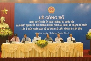 Lễ công bố Nghị quyết của Ủy ban Thường vụ Quốc Hội và Quyết định của Thủ tướng Chính phủ ban hành Kế hoạch tổ chức lấy ý kiến nhân dân về Dự thảo Bộ luật Hình sự sửa đổi