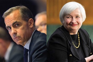 Mark Carney, Thống đốc Ngân hàng Trung ương Anh(Trái), Janet Yellen, Chủ tịch Fed(Phải)