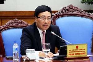 Phó Thủ tướng, Bộ trưởng Ngoại giao Phạm Bình Minh tại phiên họp đầu tiên của Ủy ban Quốc gia APEC 2017. Ảnh: VGP