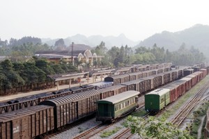 Hàng hoá xuất nhập khẩu tập kết tại Ga Quốc tế Đồng Đăng. Ảnh: baolangson.vn