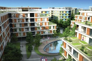 Nhà giá thấp vẫn có thể xây dựng giải pháp xanh. Ảnh: Dự án nhà ở xã hội Đặng Xá, Gia Lâm, Hà Nội