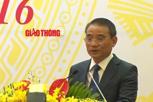 Tân Bộ trưởng GTVT Trương Quang Nghĩa phát biểu sau khi nhận bàn giao công việc tại Hội nghị giao ban quý I và triển khai nhiệm vụ quý II/2016 của Bộ GTVT