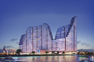 Phối cảnh kiến trúc River City nhìn từ sông Sài Gòn