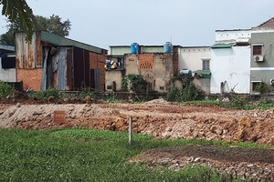 Một lô đất nông nghiệp đang được san lấp để phân lô bán nền tại Bình Chánh