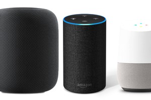 Từ trái qua: Apple HomePod, Amazon Echo và Google Home.