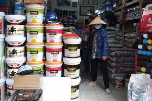 Sản phẩm sơn chống thấm, chống mốc hiện nay rất đa dạng chủng loại, nhãn hiệu và giá cả. Ảnh: Việt Dũng