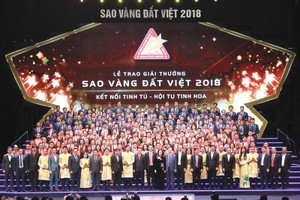 Vinh danh doanh nghiệp Top 200 Sao Vàng đất Việt 2018. Ảnh: Chí Cường