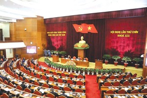 Hội nghị Trung ương lần thứ chín, khóa XII đã tập trung bàn thảo công tác cán bộ của Đảng. Ảnh: TTXVN