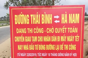“Thông báo của nhà đầu tư Dự án BT tuyến đường nối Thái Bình và Hà Nam với đường cao tốc Giẽ - Ninh Bình.
