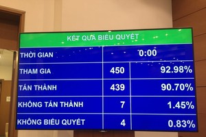 Kết quả biểu quyết thông qua Luật Đầu tư công (sửa đổi)