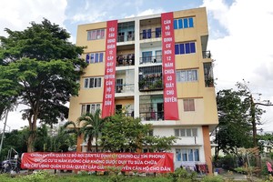 Hơn 12 năm nhận nhà tái định cư, nhưng 60 hộ dân ở Chung cư Tín Phong vẫn chưa được cấp sổ hồng. Ảnh: Trọng Tín