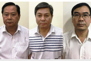 Từ trái qua: ông Nguyễn Hữu Tín, ông Đào Anh Kiệt và ông Trương Văn Út . Ảnh: Công an cung cấp