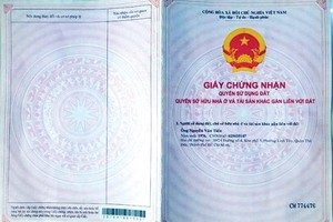 Sổ đỏ giả bị UBND phường Thạnh Xuân (quận 12, TP.HCM) phát hiện.