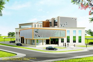Mô hình phối cảnh Trung tâm văn hóa sẽ được xây dựng tại Khu tái định cư Lộc An- Bình Sơn.