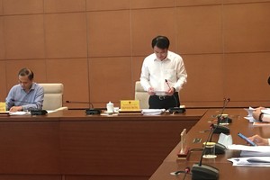 Thứ trưởng Bộ Kế hoạch và đầu tư  Trần Quốc Phương báo cáo tại phiên họp.