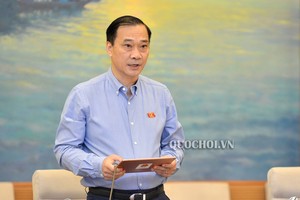 Chủ nhiệm Uỷ ban Kinh tế Vũ Hồng Thanh trình bày báo cáo thẩm tra.