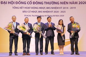 HĐQT SAGS nhiệm kỳ 2020-2025. Ông Đặng Tuấn Tú, sinh năm 1963 (thứ ba từ trái qua) được bầu làm Chủ tịch (Ảnh: HP).