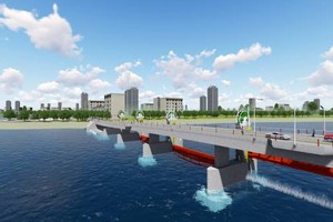 Phối cảnh đập dâng hạ lưu sông Trà Khúc