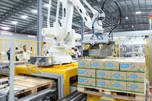 Dây chuyền sản xuất sữa đậu nành tại nhà máy Vinasoy Bình Dương (Ảnh: Lê Toàn).