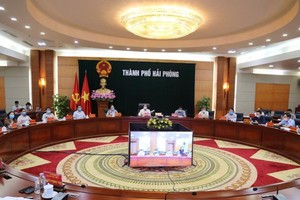 Lãnh đạo TP Hải Phòng họp trực tuyến với các địa phương nhằm tăng cường công tác phòng, chống dịch Covid-19.