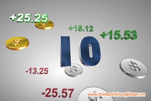 Top 10 cổ phiếu tăng/giảm tuần qua: Bất động sản thăng hoa