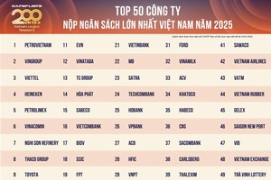 10 doanh nghiệp dẫn đầu đã nộp thuế 362.000 tỷ đồng