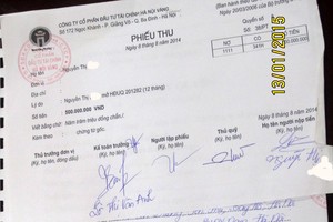 Hợp đồng và phiếu thu của HGI với khách hàng