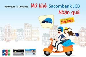 Nhận nón bảo hiểm và phiếu quà tặng với thẻ Sacombank - JCB