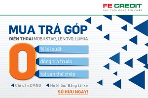 FE Credit cho vay trả góp mua điện thoại Mobiistar, Lenovo, Lumia lãi suất 0%