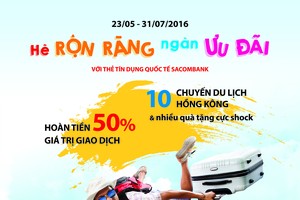 Sacombank ưu đãi cho chủ thẻ trong mùa hè