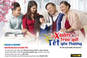 Nam A Bank khuyến mãi khách hàng nhận kiều hối dịp Tết Đinh Dậu