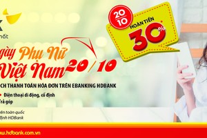 HDBank hoàn tiền 30% eBanking nhân ngày phụ nữ Việt Nam