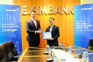 JP Morgan Bank trao giải thưởng thanh toán quốc tế xuất sắc cho Eximbank 