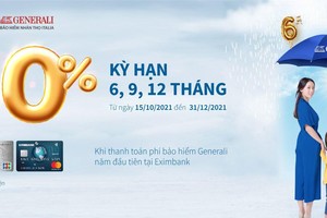Eximbank ưu đãi trả góp 0% cho chủ thẻ thanh toán phí bảo hiểm Generali 
