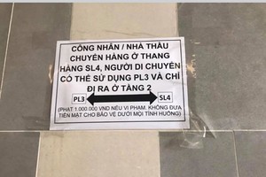 Thông báo hướng dẫn lối đi cầu thang máy tại Vista Verde