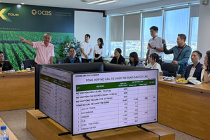 Ông Đoàn Nguyên Đức trình bày với đại diện quỹ đầu tư và công ty chứng khoán về sức khỏe tài chính của HAGL.