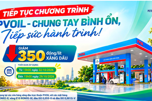 PVOIL tiếp tục giảm giá 350 đồng/lít xăng dầu đến ngày 29/10