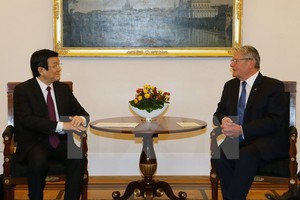 Tổng thống Đức Joachim Gauck và Chủ tịch nước Trương Tấn Sang tại cuộc hội đàm. Ảnh: Vietnam+