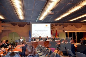 Quang cảnh Diễn đàn xúc tiến Đầu tư và Thương mại Việt Nam-Thụy Sĩ. (Ảnh : Tố Uyên/TTXVN)