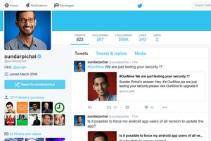 Nhóm hacker OurMine để lại thông điệp trên tài khoản mạng xã hội của CEO Google