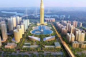 Nếu tòa tháp 108 tầng được xây dựng và hoàn thành sẽ phá vỡ kỷ lục tòa nhà cao nhất của Keangnam Landmark Tower. Ảnh: Võ Hải