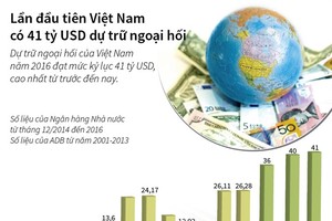Lần đầu tiên Việt Nam có 41 tỷ USD dự trữ ngoại hối