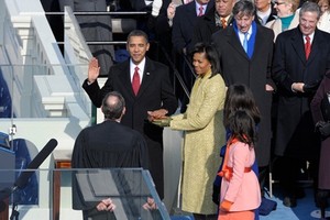 Tổng thống Mỹ Barack Obama trong lễ tuyên thệ nhậm chức năm 2009. Ảnh: Washington Post