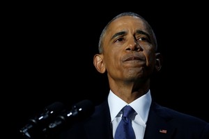 Tổng thống Obama khi phát biểu chia tay tại Chicago. Ảnh: Reuters